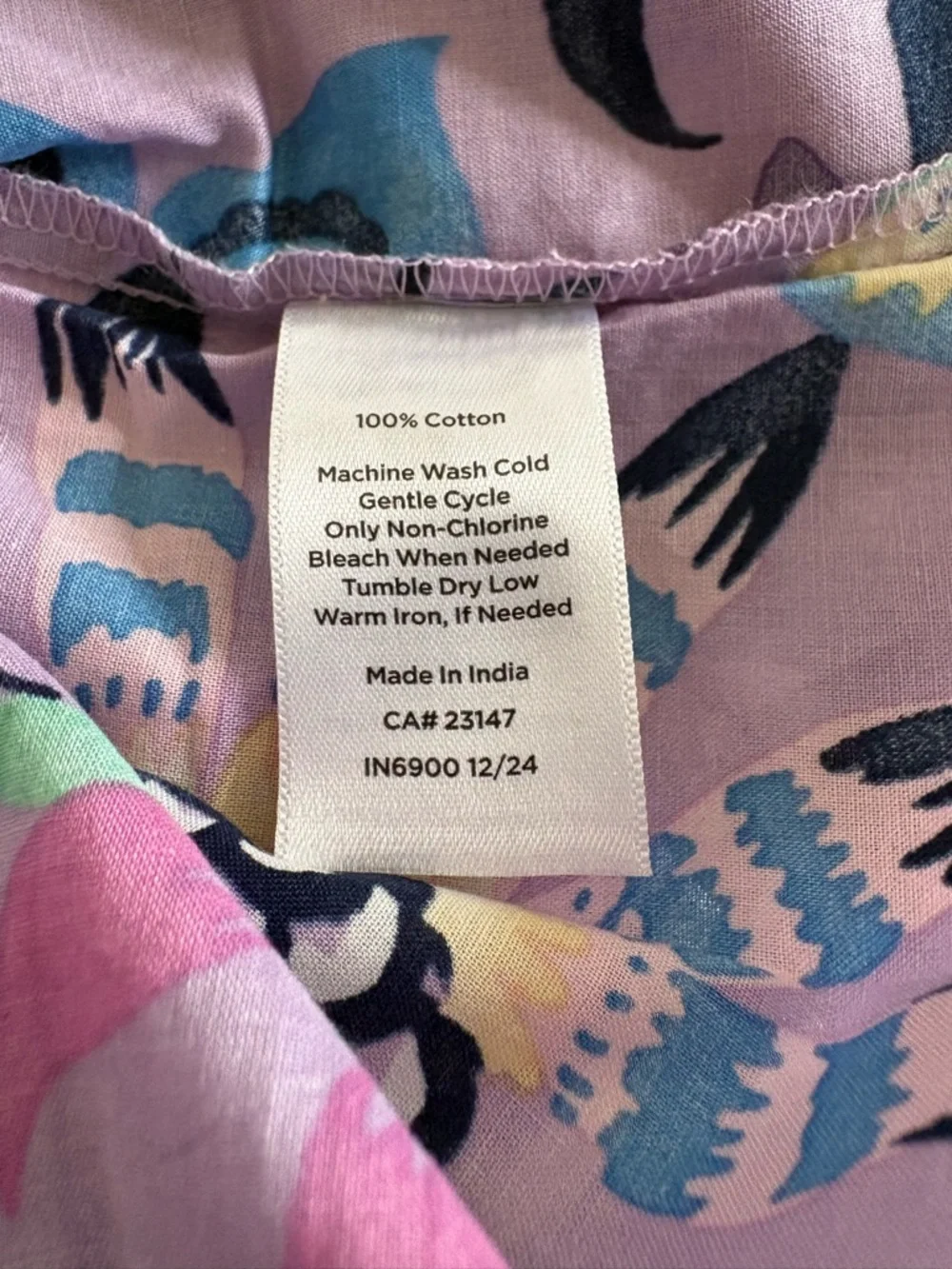 NWT, Talbots Cotton Short Sleeve Tie Front Top, Lavender Jacobean Floral, Size L - Picture 11 of 13